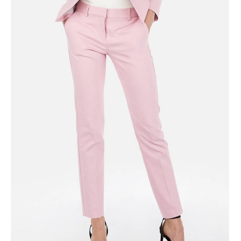Express Columnist Ankle Mid Rise Pants in Pink
